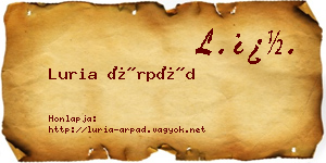 Luria Árpád névjegykártya
